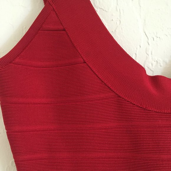 Herve Leger Sydney Bandage Bodycon Scoopneck Mini Dress Lipstick Red Small - Picture 7 of 11